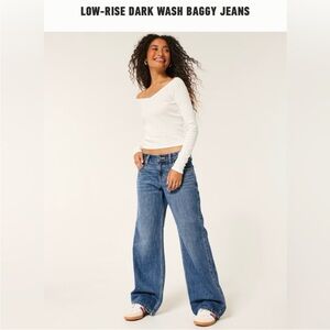 Hollister Low-Rise Dark Wash Baggy Jeans